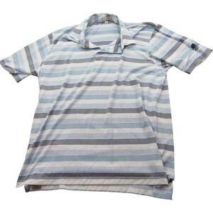 Peter Millar Summer Comfort Men's XL Striped Polo Golf Shirt Blue White Gray